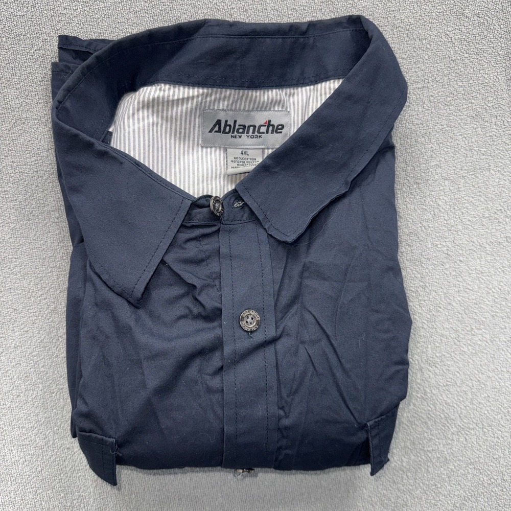 Ablanche New York Men's 4XL Short Sleeve Button Up Shirt Blue